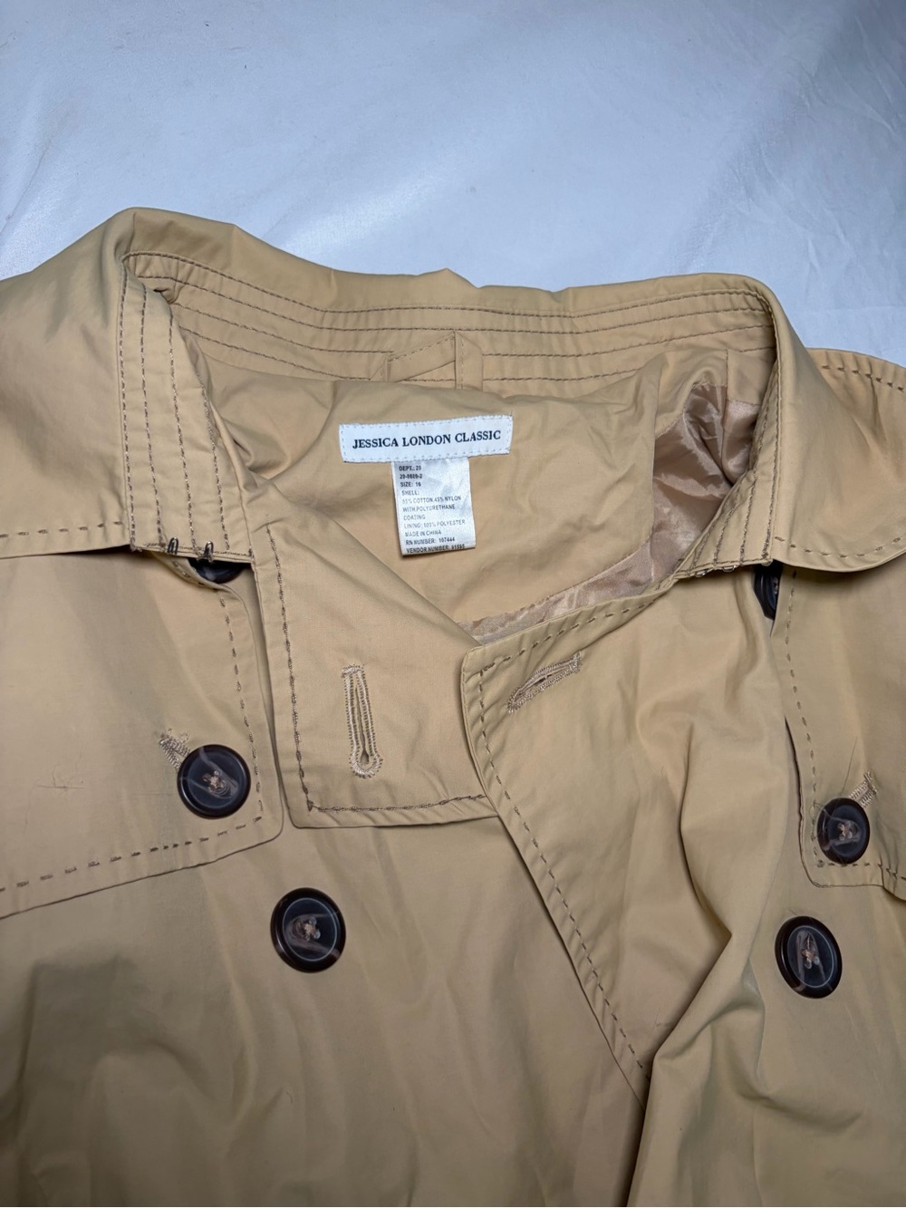 Jessica London Classic Tan Trench Coat Size 16 - Picture 2 of 11